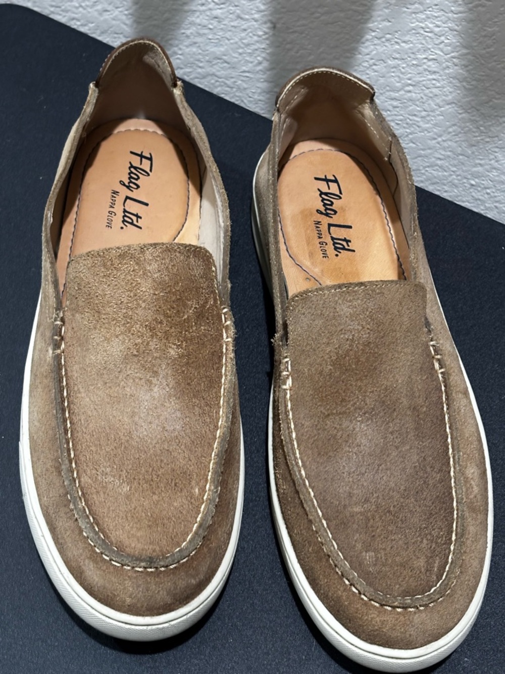 Flag Ltd. Men’s Suede Slip-On Loafers in Taupe Brown